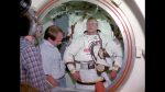 Shuttle: STS-26 - Astronaut Pinky Nelson Eva airlock walk thru in bldg. 7a