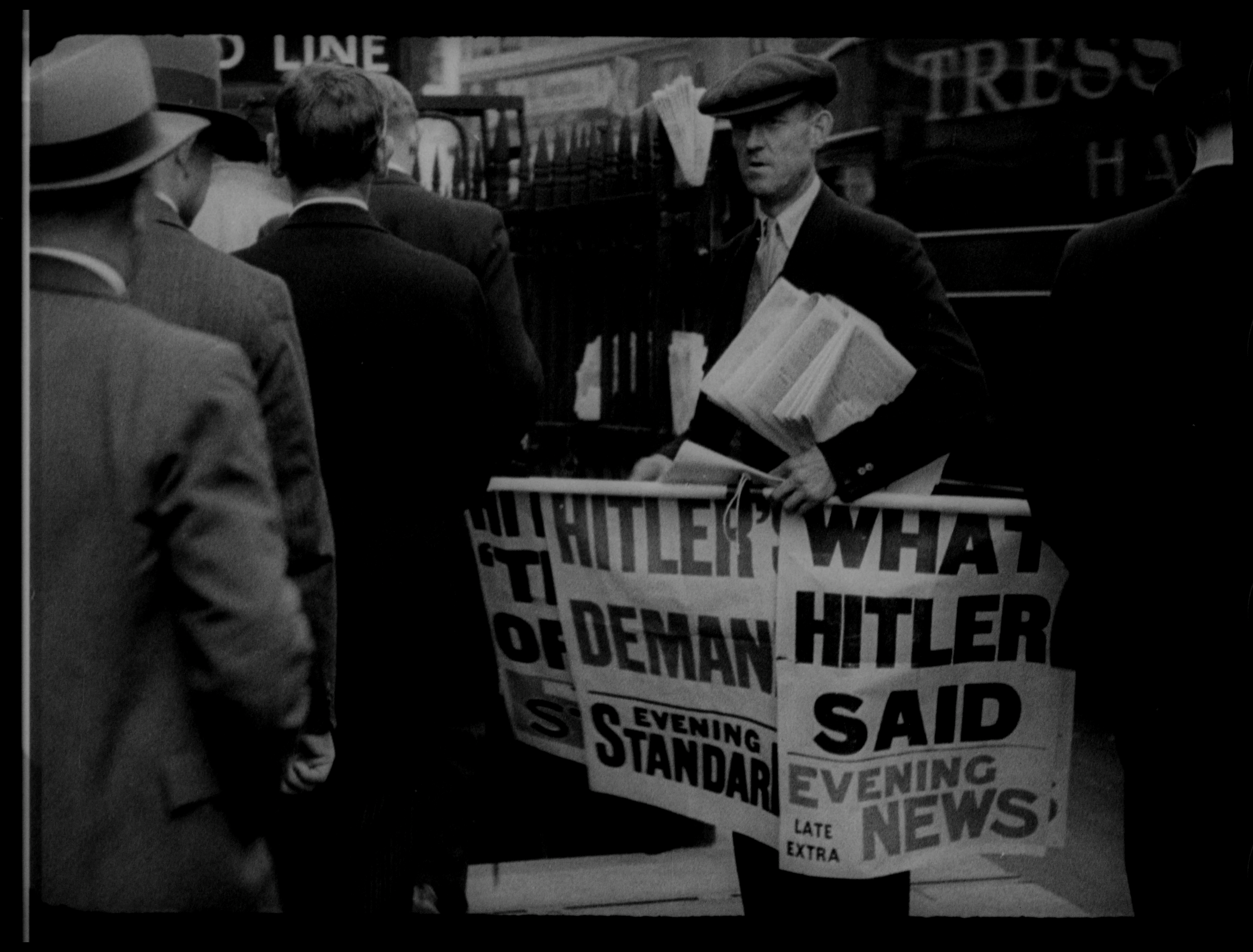UK: Sudetenland - Chamberlain speech on radio / newspapers - MOT-656qrx